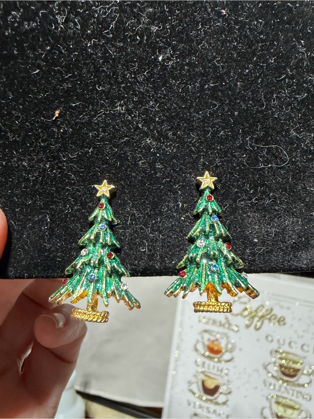 Vintage Eisenberg Ice Christmas Tree Clip-on Earrings